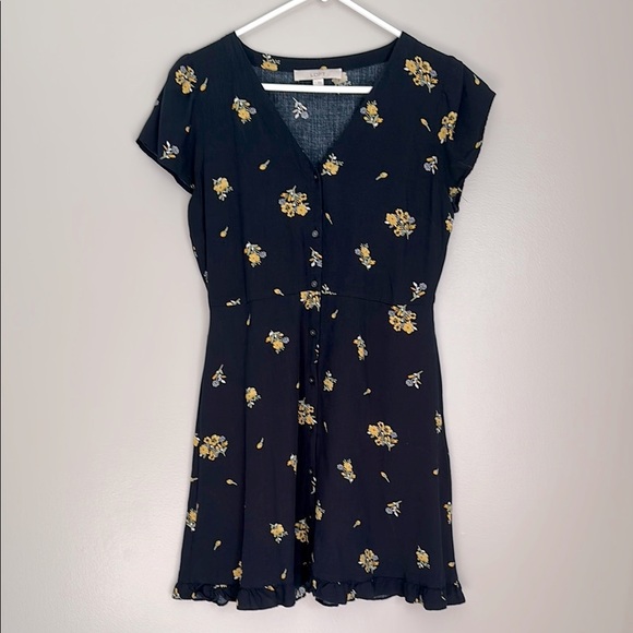 Loft Button Front Summer Floral Dress - Picture 2 of 5